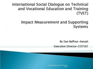 International Social Dialogue on Technical and Vocational Education