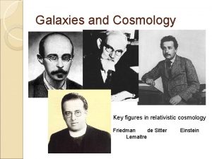 Galaxies and Cosmology Key figures in relativistic cosmology