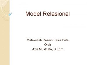 Model Relasional Matakuliah Desain Basis Data Oleh Aziz
