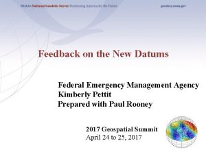 Feedback on the New Datums Federal Emergency Management