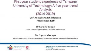 First year student experience of Tshwane University of