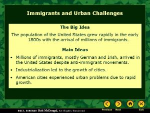 Immigrants and Urban Challenges The Big Idea The