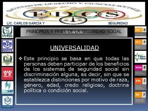 LIC CARLOS GARCA Y PREZ SEGURIDAD SOCIAL PRINCIPIOS