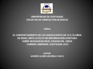 UNIVERSIDAD DE GUAYAQUIL FACULTAD DE CIENCIAS PSICOLGICAS TEMA