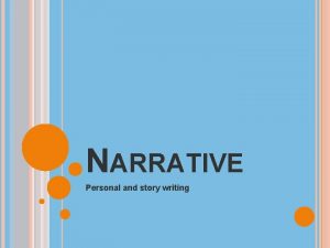 NARRATIVE Personal and story writing NARRATIVE WRITING A