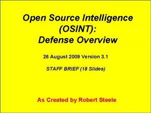 Open Source Intelligence OSINT Defense Overview 26 August
