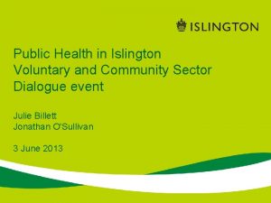 Public Health in Islington Voluntary and Community Sector