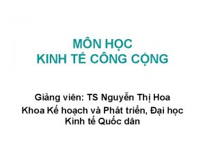 MN HC KINH T CNG CNG Ging vin