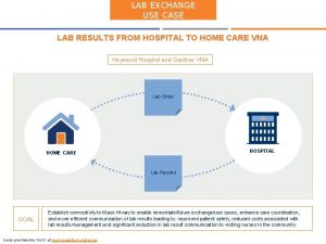LAB EXCHANGE USE CASE LAB RESULTS FROM HOSPITAL