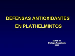DEFENSAS ANTIOXIDANTES EN PLATHELMINTOS Curso de Biologa Parasitaria