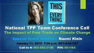 National TPP Team Conference Call The Impact of