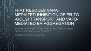 FFAT RESCUES VAPAMEDIATED INHIBITION OF ERTO GOLGI TRANSPORT