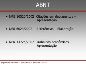 ABNT NRB 105202002 Citaes em documentos Apresentao NBR