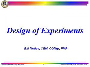 Design of experiments quality management pmp
