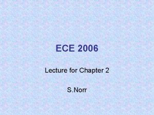 ECE 2006 Lecture for Chapter 2 S Norr