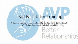 Facilitator course distance learning