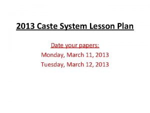 Caste system lesson plan