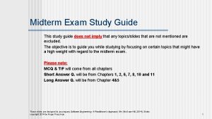 Midterm Exam Study Guide This study guide does