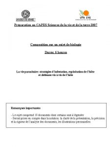 Prparation au CAPES Sciences de la vie et