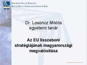 Dr Losoncz Mikls egyetemi tanr Az EU lisszaboni