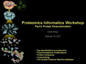 Proteomics Informatics Workshop Part II Protein Characterization David