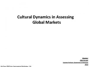 Cultural Dynamics in Assessing Global Markets Chapter 04