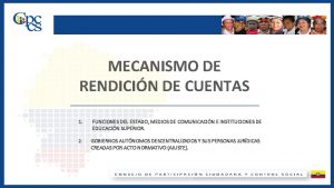 MECANISMO DE RENDICIN DE CUENTAS 1 2 FUNCIONES