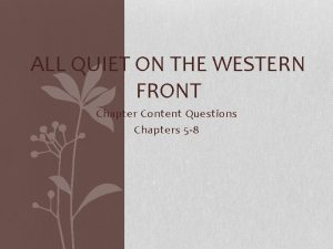 ALL QUIET ON THE WESTERN FRONT Chapter Content