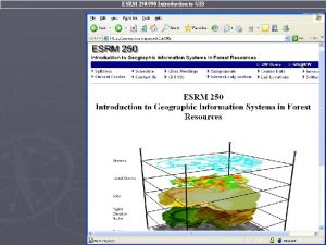 ESRM 250590 Introduction to GIS ESRM 250590 Introduction