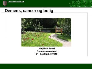 Demens sanser og bolig MajBritt Joost Demenskonsulent 21