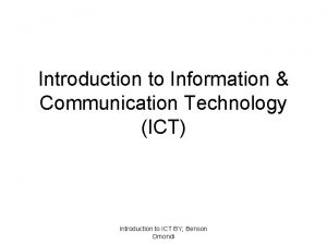 Introduction of ict