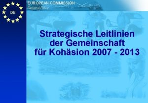 EUROPEAN COMMISSION Regional Policy DE Strategische Leitlinien der
