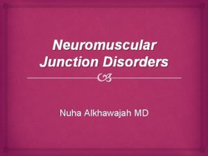 Neuromuscular Junction Disorders Nuha Alkhawajah MD Definition of