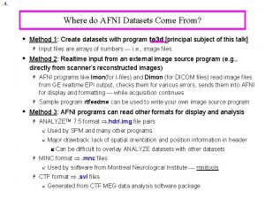 1 Where do AFNI Datasets Come From Method