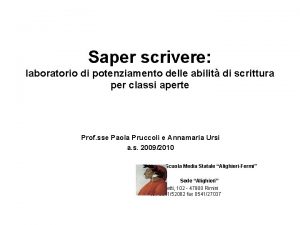 Saper scrivere laboratorio di potenziamento delle abilit di