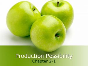 Production Possibility Chapter 2 1 Introduction l Every