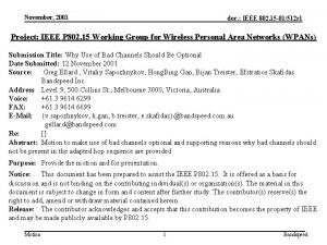 November 2001 doc IEEE 802 15 01512 r