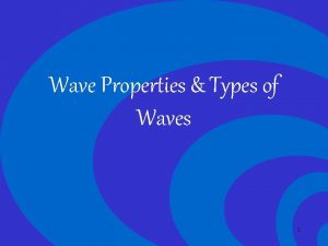Wave Properties Types of Waves 1 Wave Wave