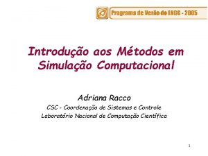 Introduo aos Mtodos em Simulao Computacional Adriana Racco