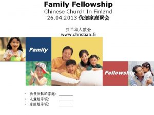 Family Fellowship Chinese Church In Finland 26 04