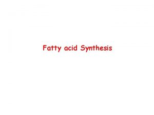 Fatty acid Synthesis Fatty Acid Synthesis In mammals