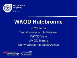 WKOD Hulpbronne 2020 Tema Transformeer om te Presteer