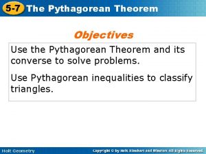 Lesson 5-7 the pythagorean theorem