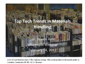 Top Tech Trends in Materials Handling Lori Bowen