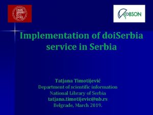 Implementation of doi Serbia service in Serbia Tatjana