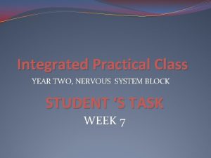 Integrated Practical Class YEAR TWO NERVOUS SYSTEM BLOCK