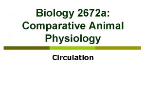 Biology 2672 a Comparative Animal Physiology Circulation Why
