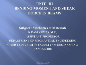 UNIT III BENDING MOMENT AND SHEAR FORCE IN