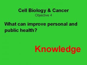 Cell Biology Cancer Objective 4 What can improve