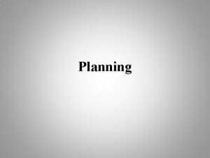 Concept of planning